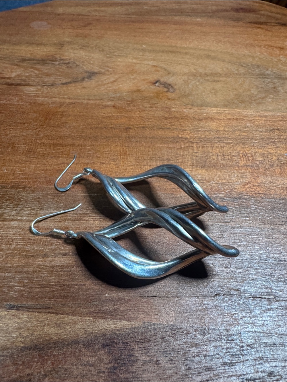 Twisted Wave Drop Earrings in sterling silver